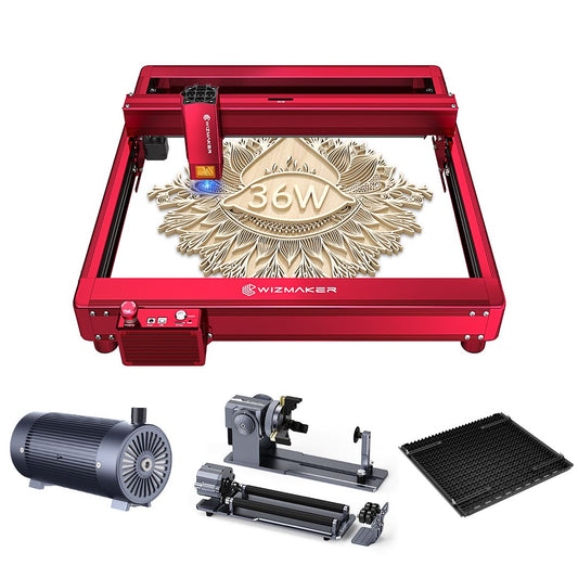 WIZMAKER L1 36W Laser Engraver Cutting Machine Deluxe Kit WIZMAKER Red US Plug 