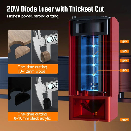WIZMAKER L1 20W Laser Engraver Cutting Machine Deluxe Kit WIZMAKER 