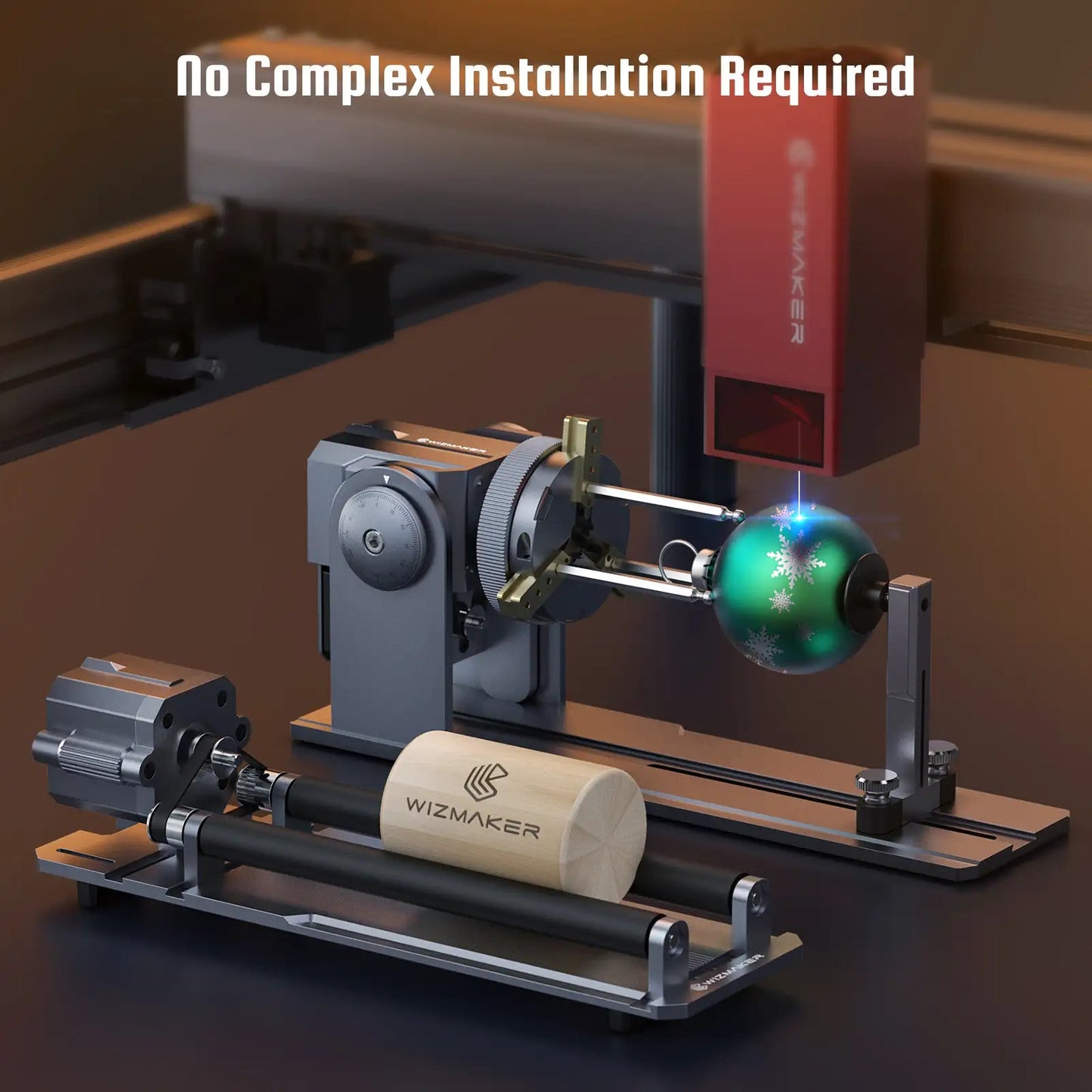 WIZMAKER Multi-Function Chuck and Roller Rotary for Most Laser Machine WIZMAKER