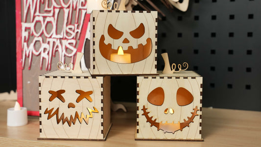 How to Make a Halloween Wooden Pumpkin Lantern with Wizmaker L1 - Step by Step Tutorial