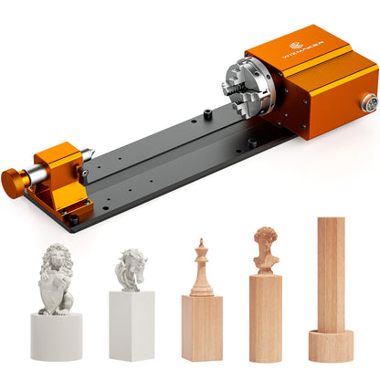 Woodworking router table with router bit and wood carvings on a white background