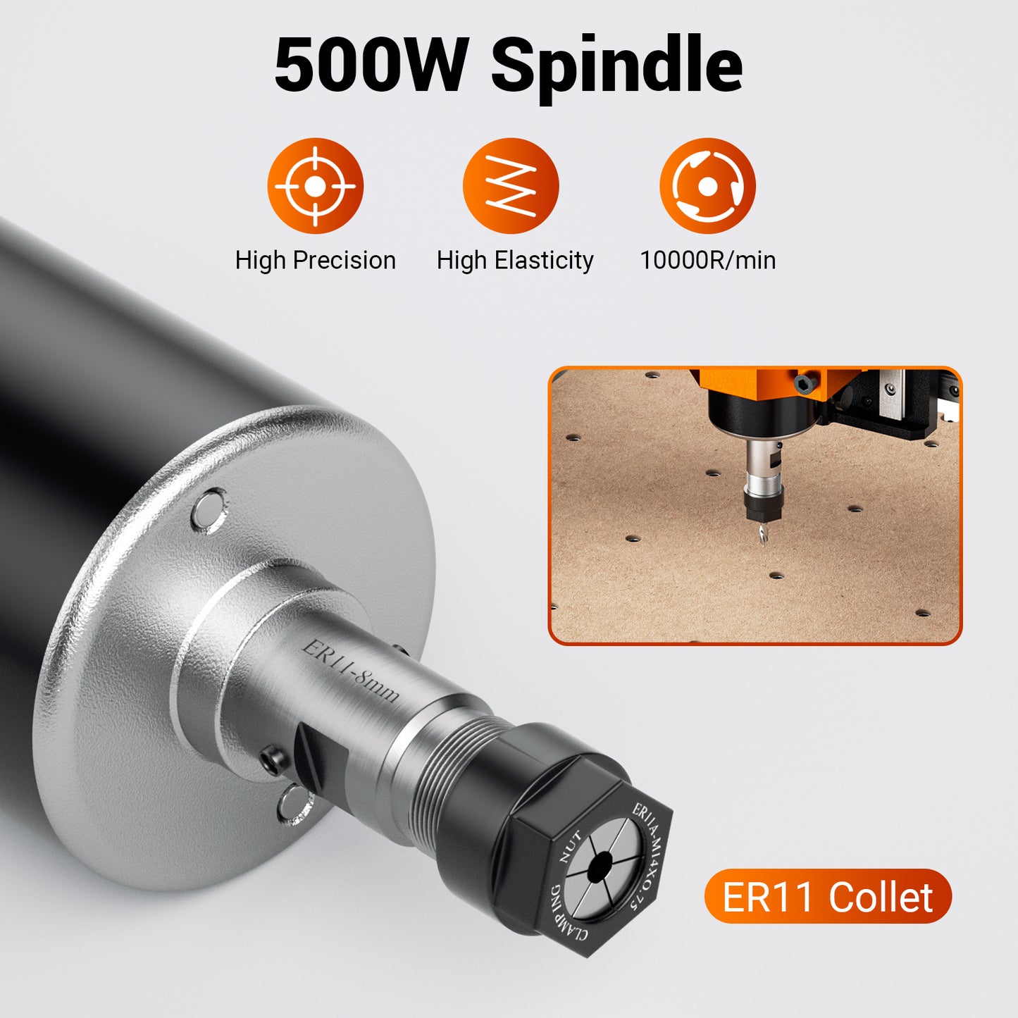 WizMaker High Precision High Elasticity 10000r/min 500W Spindle with ER11 Collet