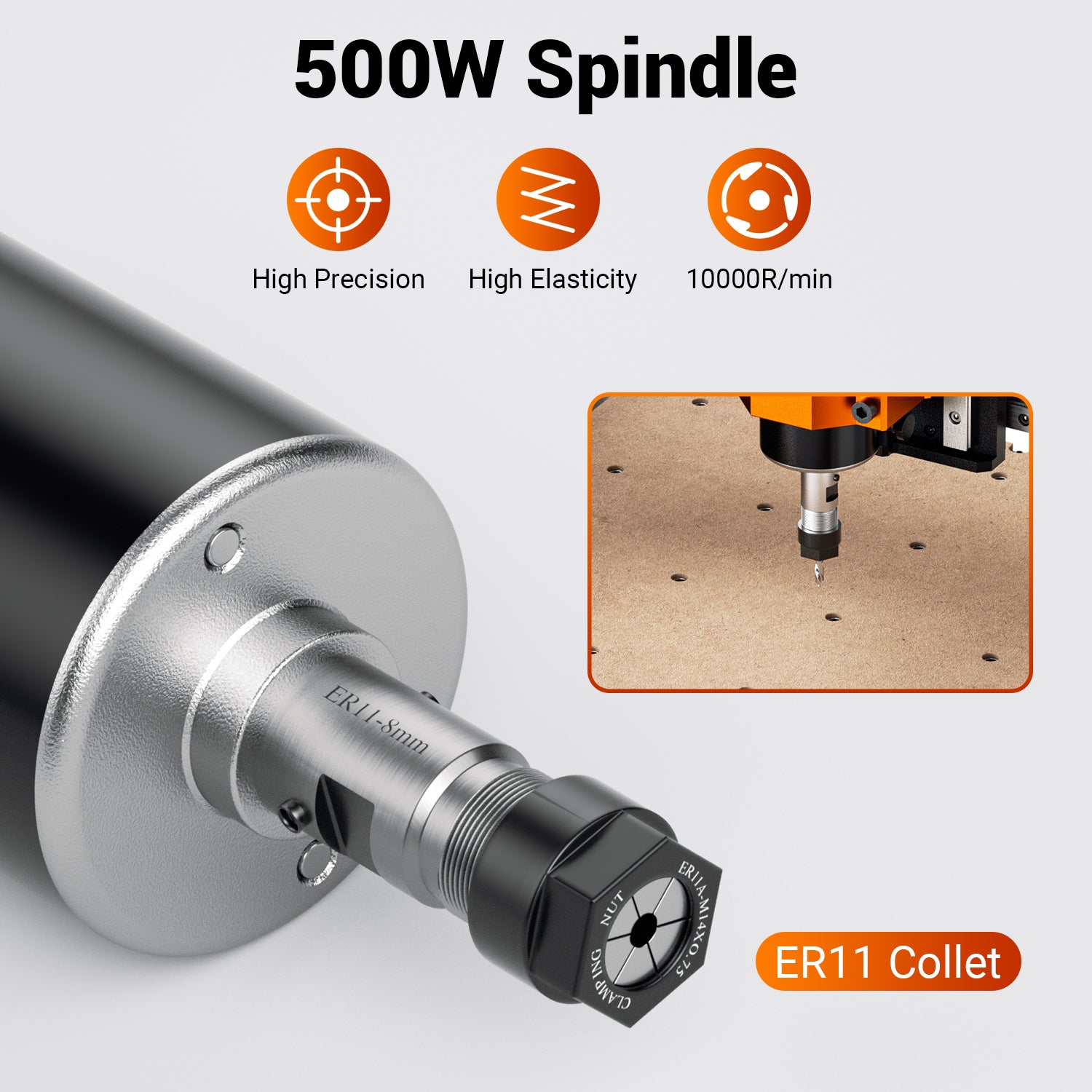 WizMaker High Precision High Elasticity 10000r/min 500W Spindle with ER11 Collet
