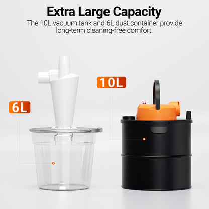 The vacuum tank of WizMaker dust collector has 10L volume, the dust container has 6L volume, perfect for large projects