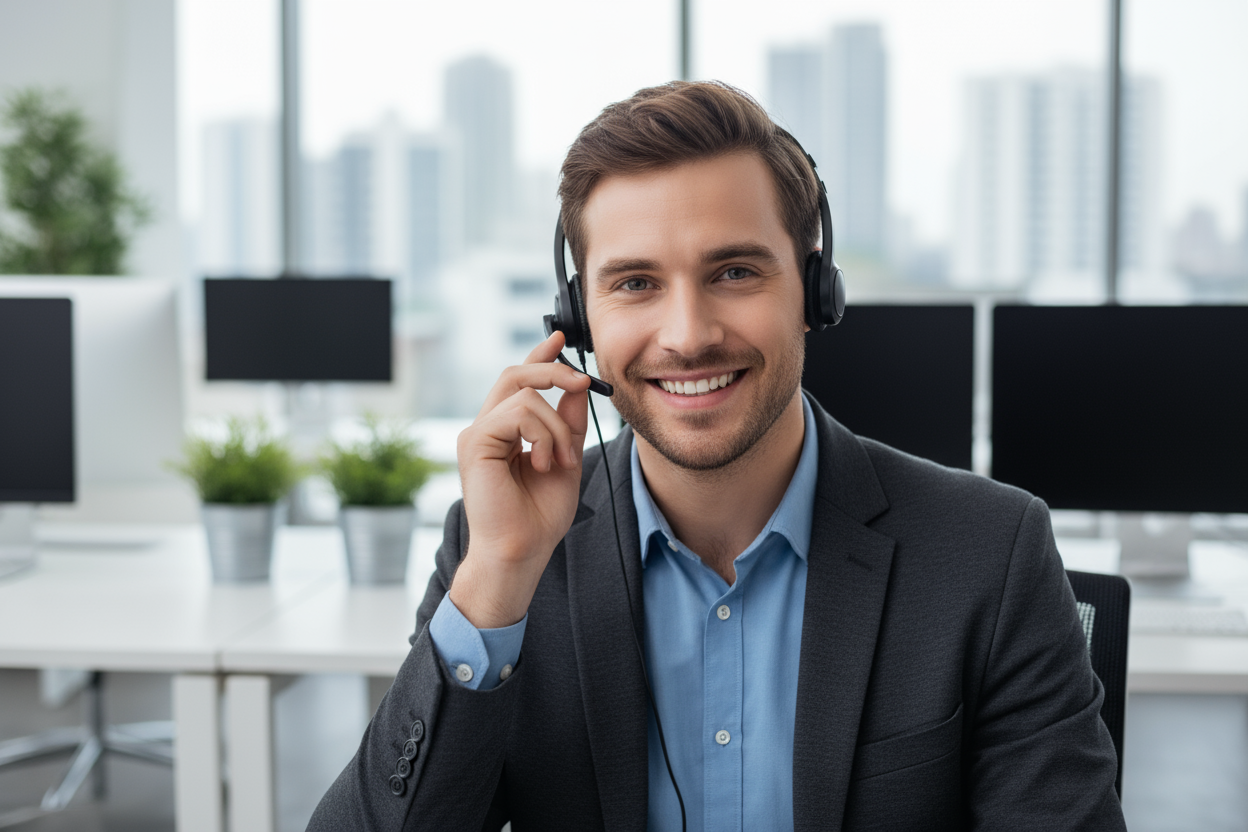 a smiling profesional customer service man