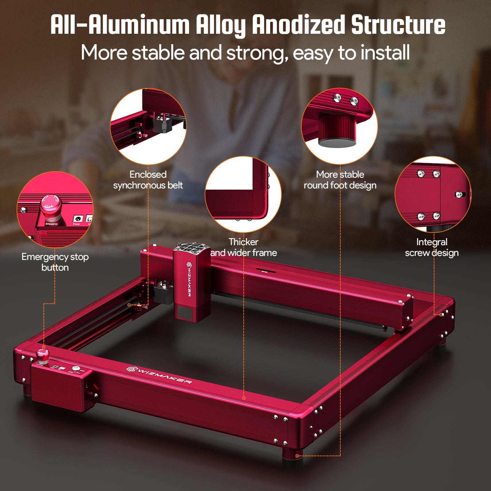 Wizmaker 36W Laser Engraver Machine With Air Assist & Lightburn Camera WIZMAKER 