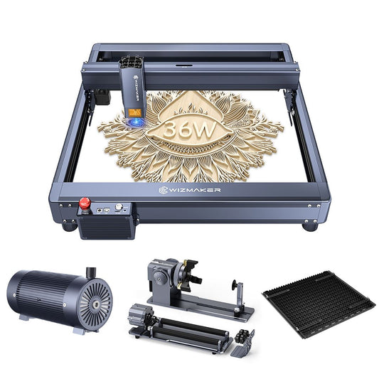 WIZMAKER L1 36W Laser Engraver Cutting Machine Deluxe Kit WIZMAKER Gray US Plug 