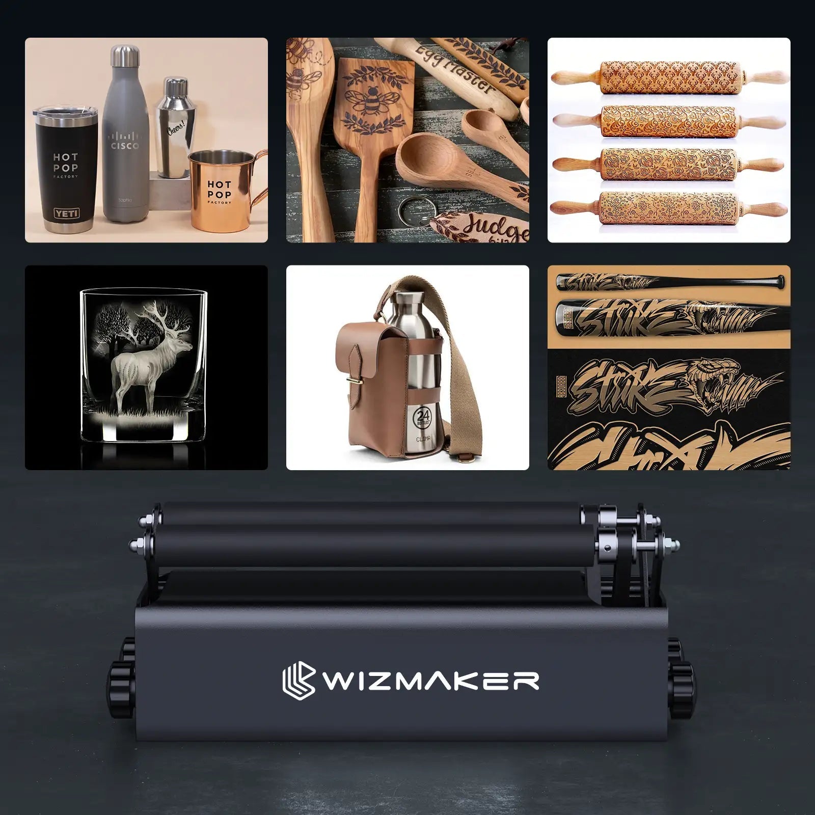 WIZMAKER Automatic Rotary Roller 24W for Laser Machine WIZMAKER 