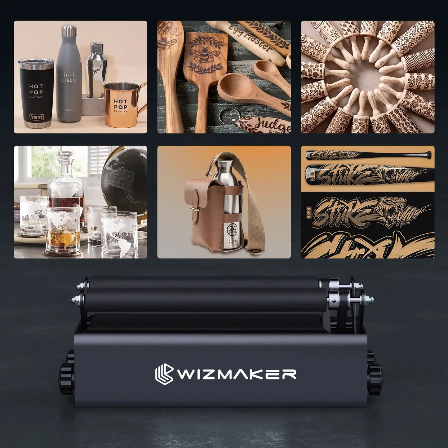 WIZMAKER Automatic Rotary Roller 24W for Laser Machine WIZMAKER 
