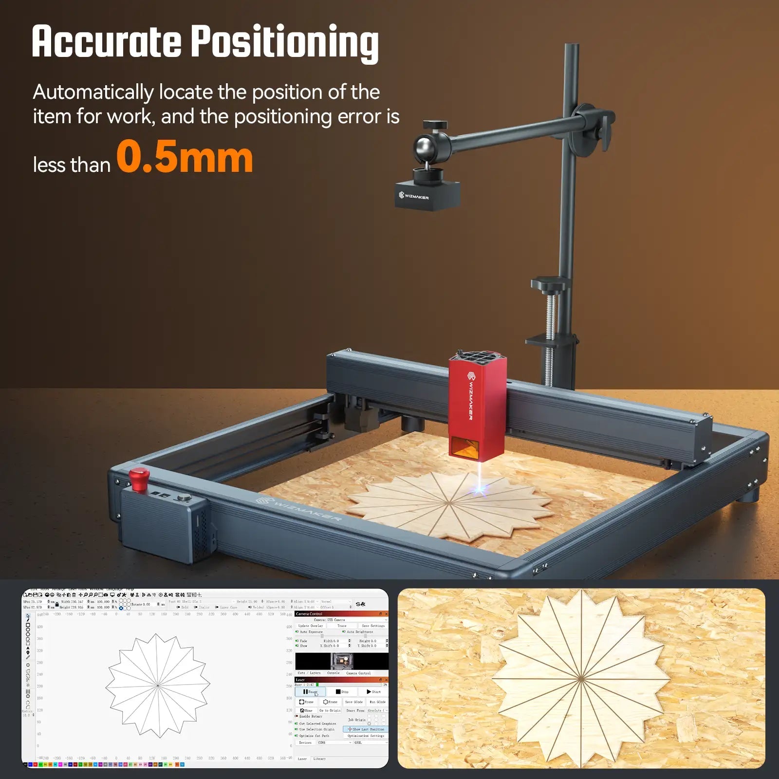 WIZMAKER Lightburn Camera Precise Positioning For Laser Engraving Machine WIZMAKER 