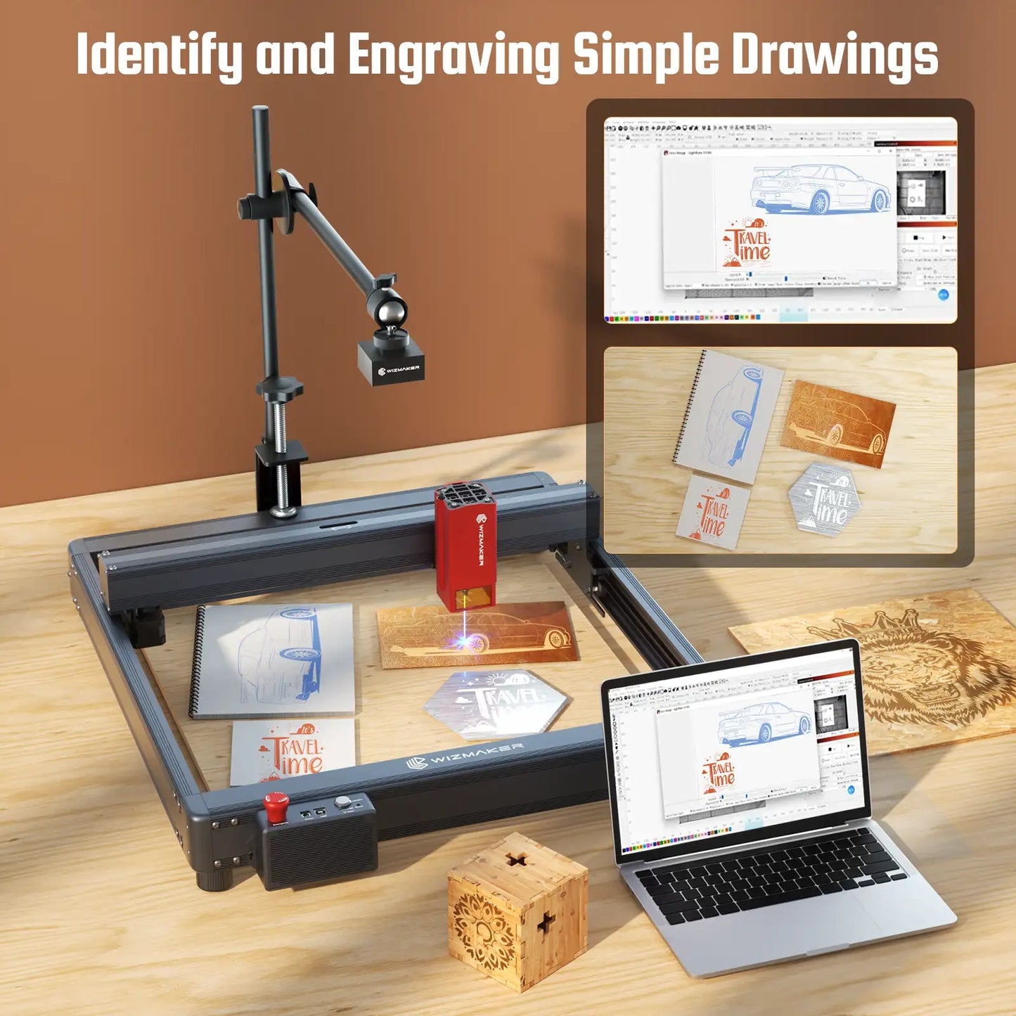 WIZMAKER Lightburn Camera Precise Positioning For Laser Engraving Machine WIZMAKER 