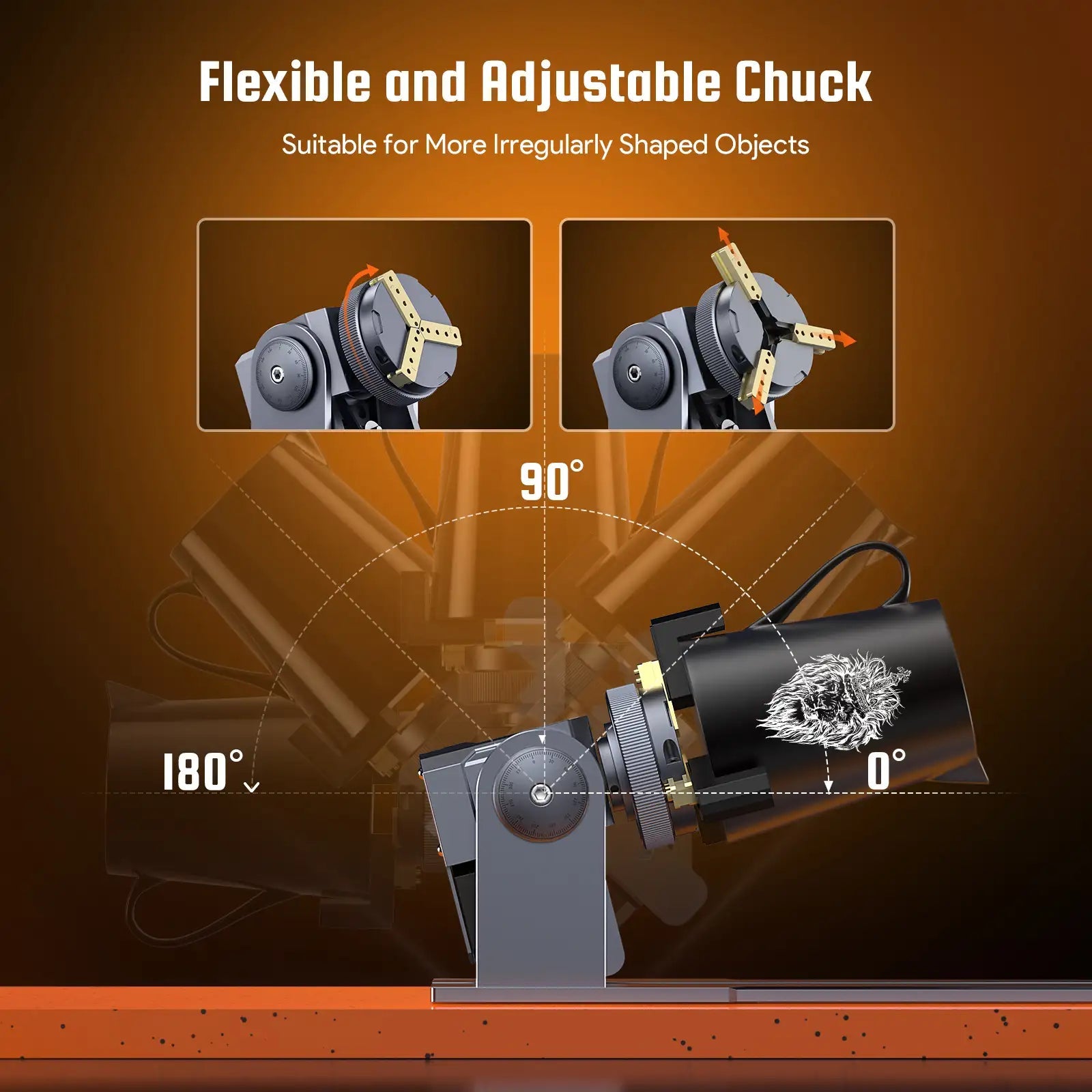 WIZMAKER Multi-Function Chuck and Roller Rotary for Most Laser Machine WIZMAKER 